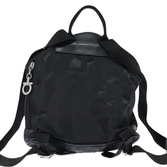 Salvatore Ferragamo Gancini Backpack Nylon Leather Black Silver Auth bs30419 main image 11